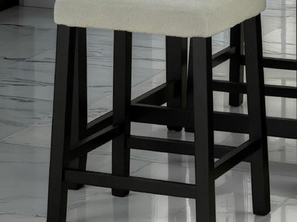 Dining Table Set With Storage Shelves, 3 Piece With 2 Stools - Black / Ivory / White