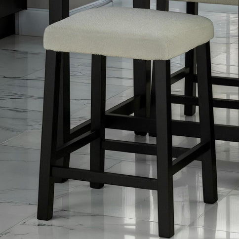 Dining Table Set With Storage Shelves, 3 Piece With 2 Stools - Black / Ivory / White