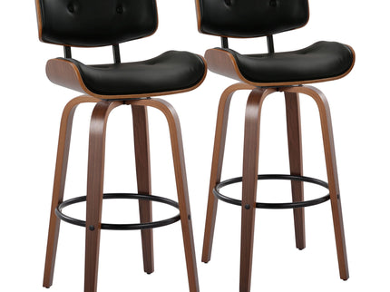 Lombardi - Mid-Century Modern Fixed Height Barstool With Swivel With Round Footrest (Set of 2)