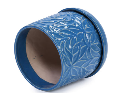 Ceramic Flowerpot, 7" Planter For Patio, Garden, Windowsill (Set of 2) - Antique Navy Blue