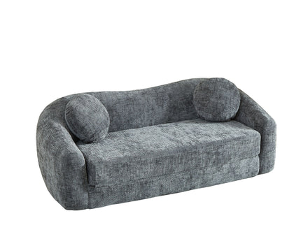 Curved Convertible Sofa, 2 In 1 Frameless Folding Sofa Bed With Pull Out Base And Deep Seat