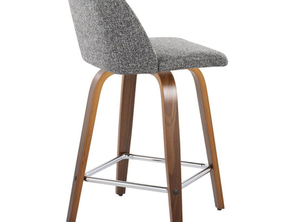 Toriano - Mid Century Modern Fixed Height Counter Stool With Swivel And Square Footrest (Set of 2)