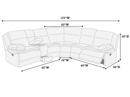 U-Shaped Sectional Sofa With Console Cup Holder, Storage Drawer, Manual Reclining