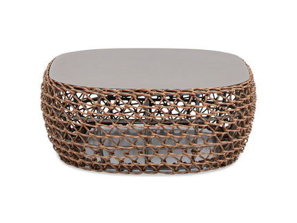 Willow - Oval Woven Patio Coffee Table, Wicker Frame