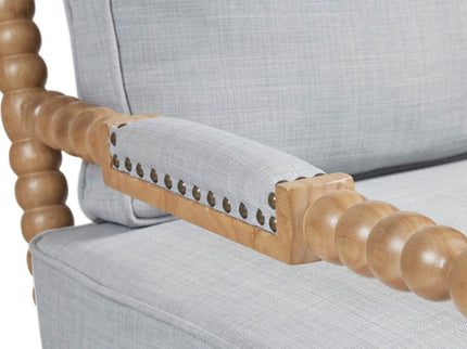 Arm Chair With Open Back Spindle Design, Padded Armrests