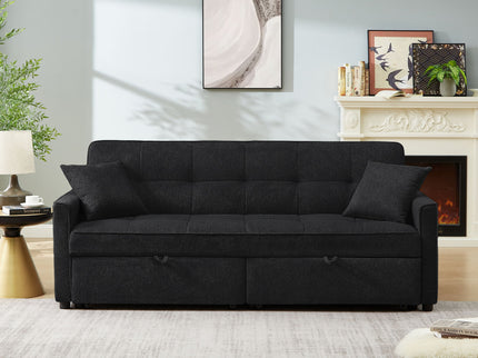 3 In 1 Convertible Sleeper Sofa Bed, Reclining Backrest, Pillows, Pockets