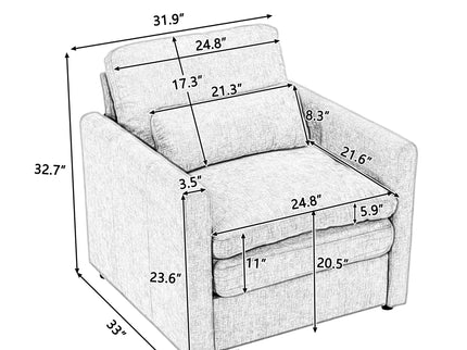 Cozy Upholstered Cushion Armchair For Living Room