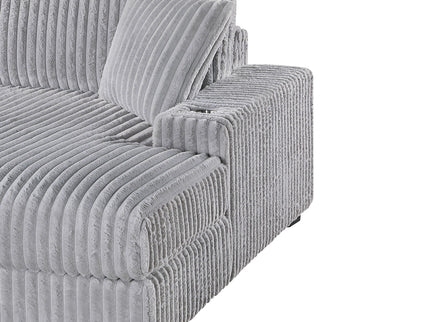 RAF Chaise With Cup Holder Modular Living Room Furniture Pillow - Gray / Mink