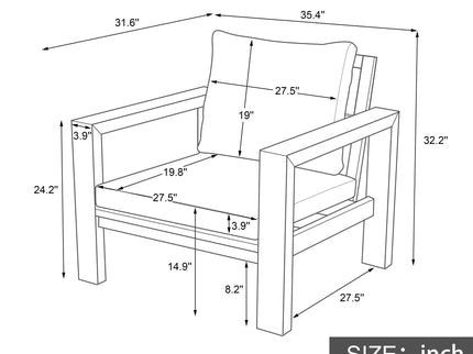 Stylish Outdoor Armchair With Cushion For Garden