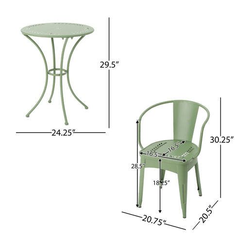 Ambrosia - 3 Piece Bistro Set With Leaf Motifs Top And Seat