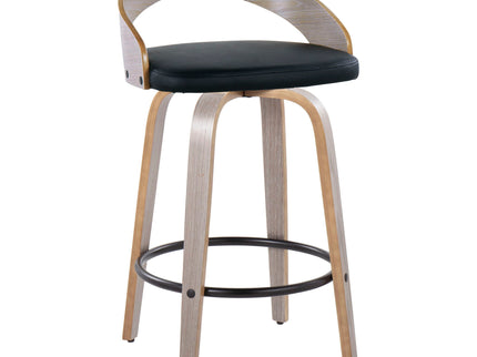 Grotto - Mid Century Modern Fixed Height Counter Stool With Swivel With Round Footrest (Set of 2)