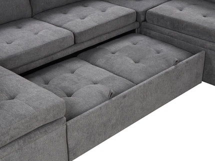 Oversized Sectional Sofa U-Shaped Sofa Couch Pull-Out Sofa Bed With Two Throw Pillows For Living Room