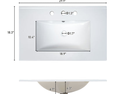 Modern Bathroom Vanity With Ceramic Sink, Solid Frame And Storage Solutions