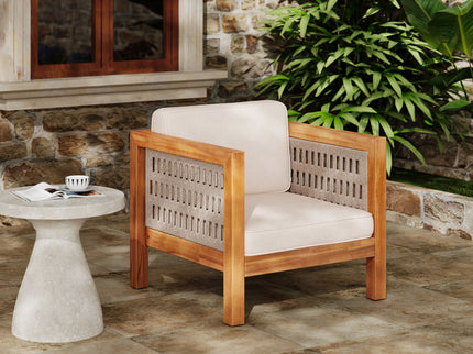 Outdoor Club Chair & Rope Arm And Cushions