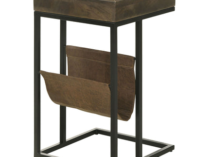 Checkmate - 1 Drawer Side Table With Carved Chess Board - Brown
