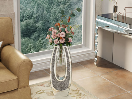 U - Shaped Floor Vase With Shattered Diamond Mirror Surface