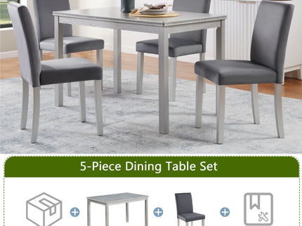 Dining Table Set, Table With A Rectangular Table And Upholstered Chairs