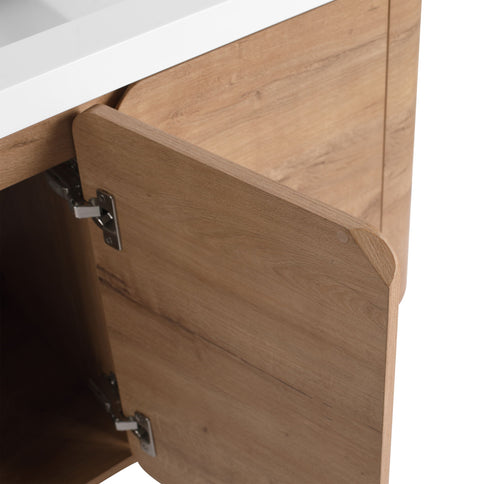 Wall Mounted Bathroom Vanity With Sink, 3 Soft Close Doors