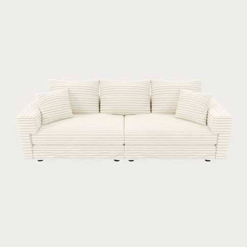 Deep Seat Convertible Sofa With Soft Pillows And Ottomans