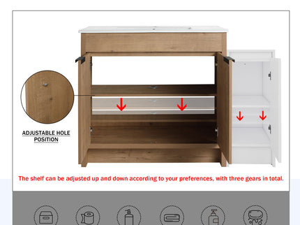 Freestanding Bathroom Vanity With Sink And Storage Cabinets, Soft Closing Doors