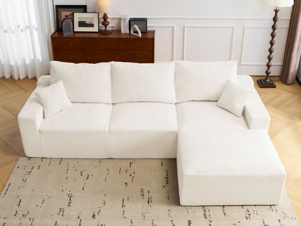 L Shaped Sectional Sofa, Full Compression 3 Seater Cloud Couch With Chaise