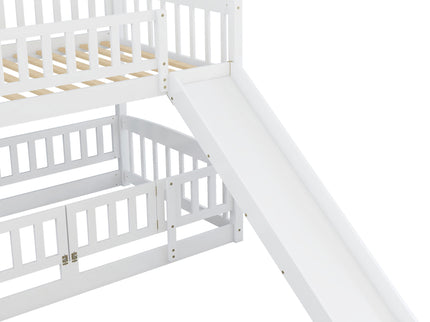 Low Bunk Bed With Slide, Fence And Ladder