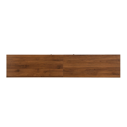 TV Stand, Entertainment Center With Slatted Doors, Cable Management, Soft Closing Hinges - Walnut