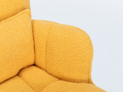 Rocking Chair Nursery, Teddy Upholstered Glider Rocker With High Backrest, Reading Chair Modern Rocking Accent Chairs Glider Recliner For Living Room - Yellow