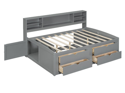 Daybed With 2 Bedside Cabinets, Upper Shelves And 4 Drawers