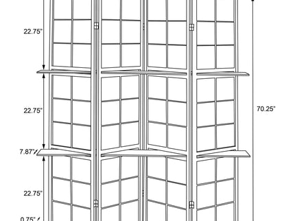 4 Panel Folding Screen With Shelves - Brown