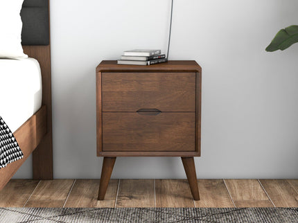 Alexandra - Night Stand With 2 Drawers - Walnut Brown