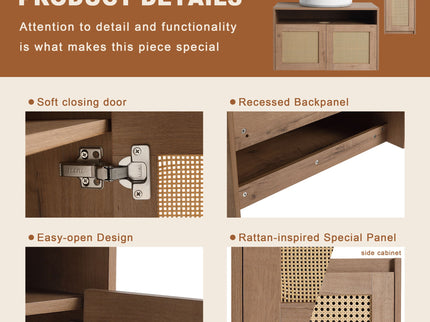 Bathroom Vanity With Art Sink And Side Cabinet, Float Mounting Design