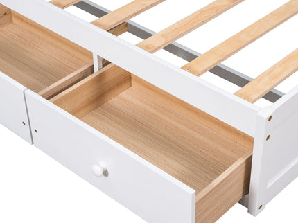Twin Size Platform Storage Bed With 3 Drawers - White