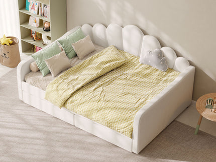 Shell Shaped Upholstered Daybed Frame With Slats