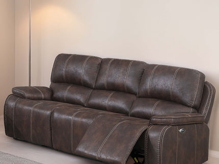 Power Reclining Sofa With Built In USB Port - Chocolate