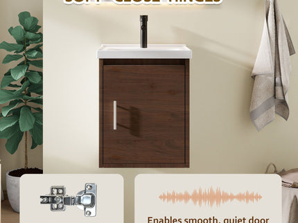Floating Bathroom Vanity Combo, Wall Mounted Cabinet With Sink & Soft Close Doors For Small Bathrooms