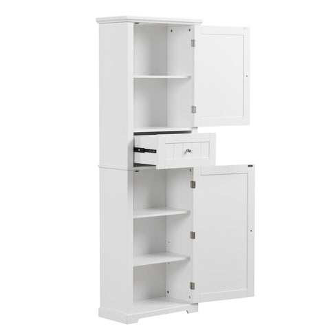 Tall Freestanding Bathroom Storage Cabinet With Drawer And Adjustable Shelf