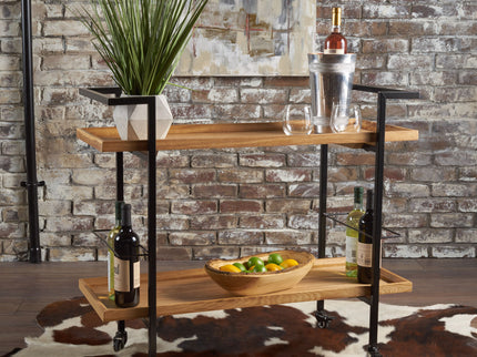 Modern Industrial Bar Cart With Shelving And Casters