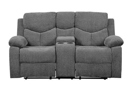 Kalen - Chenille Loveseat With Console - Gray