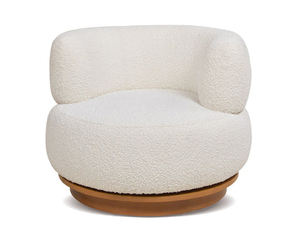 Fuji - 360 Swivel Low Barrel Back Accent Chair - Ivory White