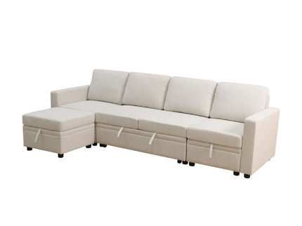 Extra Wide U - Shape Convertible Sleeper Sofa Bed With Dual Storage Ottoman