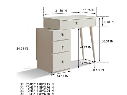 Table Dresser Without Mirror, Compact Dresser Accessories Storage Drawer - White
