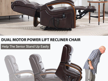 Power Lift Recliner Chair Dual Motor Infinite Position With Heat Massage And Heavy Duty Motion Mechanism - Brown
