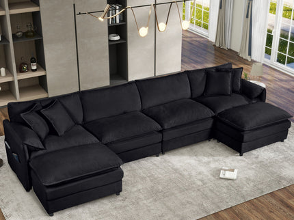 Modern Comfy Deep Seat Modular Sectional Sofa Cloud Couch With Ottoman