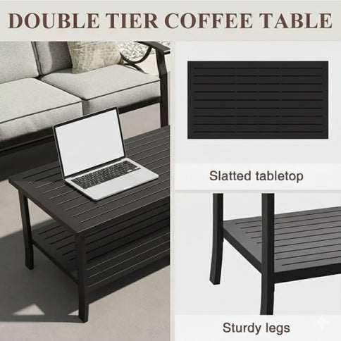 Patio Furniture Set With Coffee Table And Cushions For Backyard