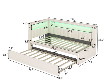Upholstered Platform Bed With USB Ports And LED Belt
