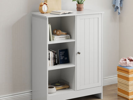 Classic Freestanding Bathroom And Kitchen Storage Cabinet With Adjustable Shelves - White