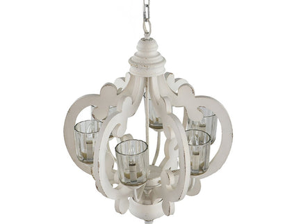 Farmhouse Chandelier, 6 Light Wood Chandelier Pendant Light Fixture With Adjustable Chain For Dining Room Living Room Entryway, Bulb Not Included