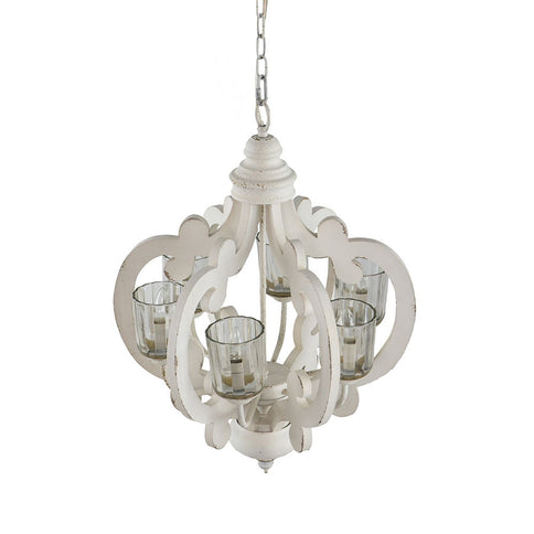 Farmhouse Chandelier, 6 Light Wood Chandelier Pendant Light Fixture With Adjustable Chain For Dining Room Living Room Entryway, Bulb Not Included