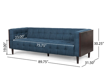 Contemporary Mid-Century Charm 3 Seater Sofa With Button Tufted Waffle Stitching